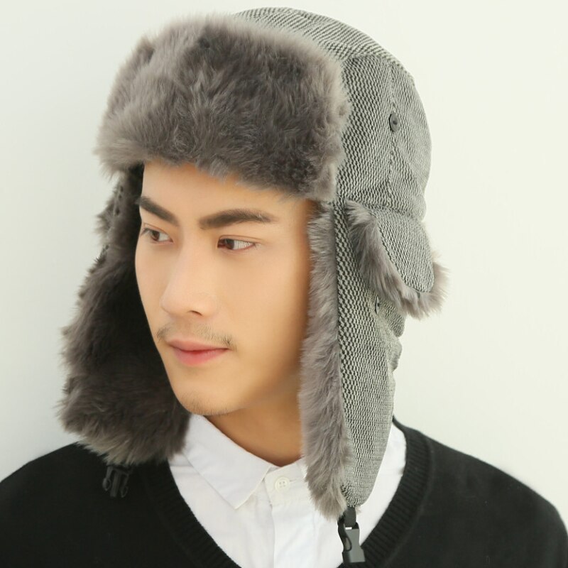 Bomber Hat Russian Cap Thick Warm Men Women Winter Hat Ear Flap Ski Snow Trapper Cap Men Russian Ushanka Fur Hats for Men
