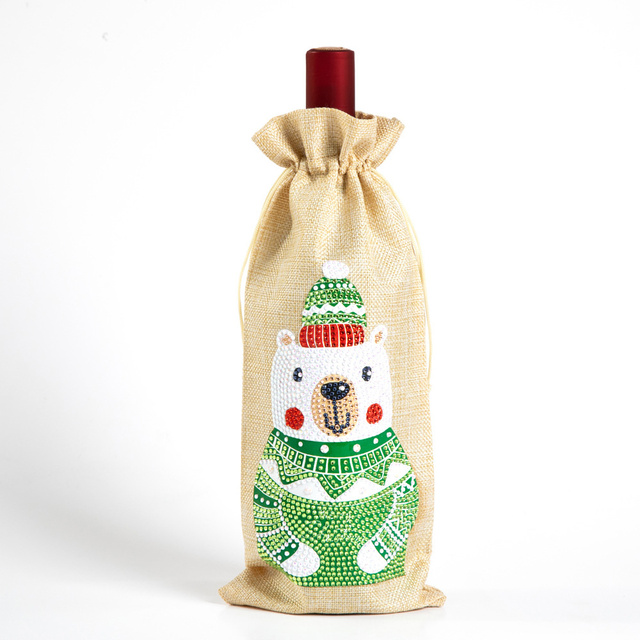 Diy Diamant Schilderen Kerst Wijnfles Zakken Cover Vrolijk Kerstfeest Xmas Wijn Fles Tasje Jaar Tafel Decoratie: TB002B