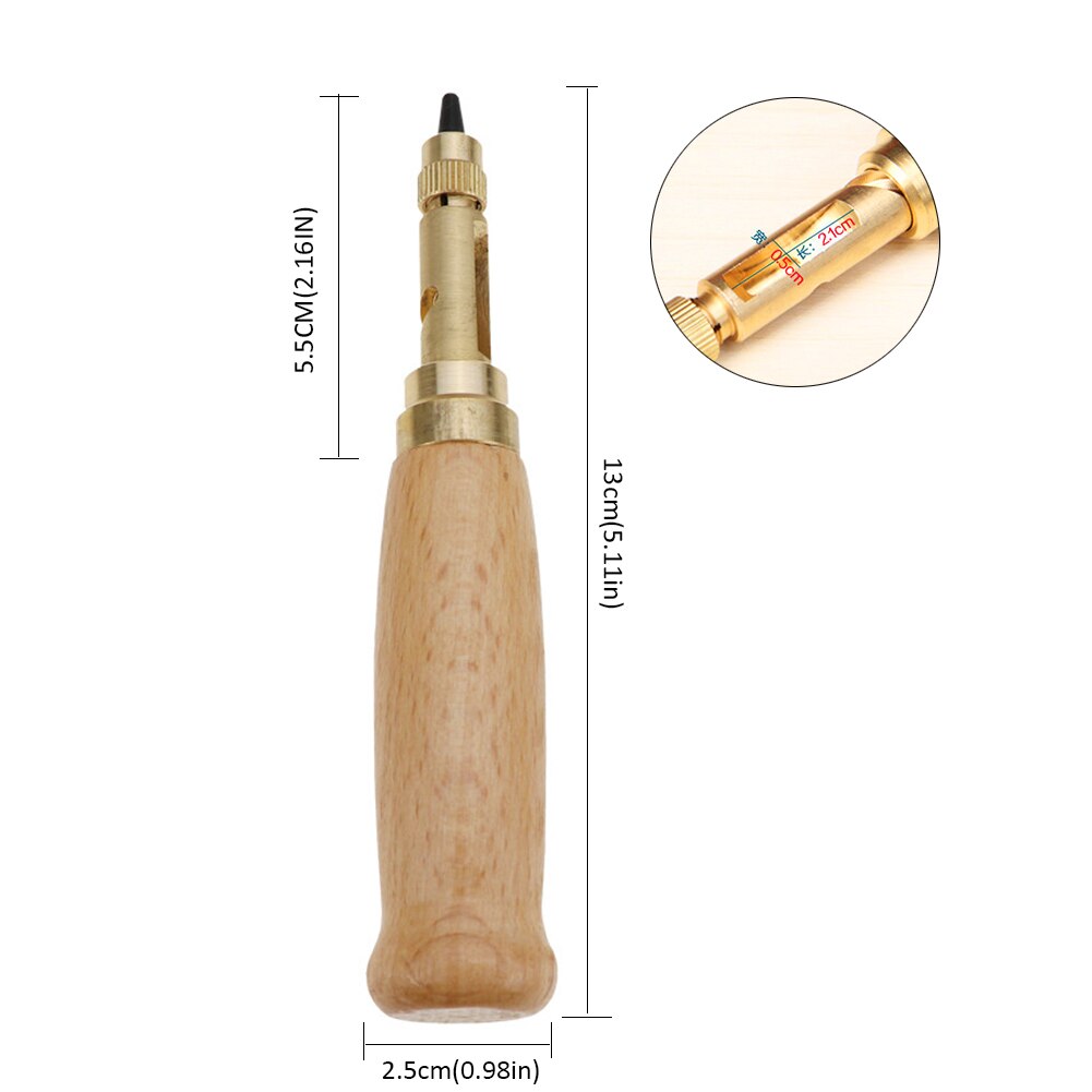 Automatic Belt Punch Leather Belt Screw Hole Puncher Wooden Handle Bookbinding Tool With 6 Tips 1.5-4mm Hole Punch Screw Drill