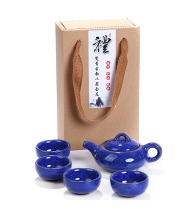 Exquisite carton packaging Tea Set 1pot 4cups,Ceramic Crack glaze Tea Sets,TeaCup,ChineseTravel Teapot, Drinkware Coffee&Tea Set: 03
