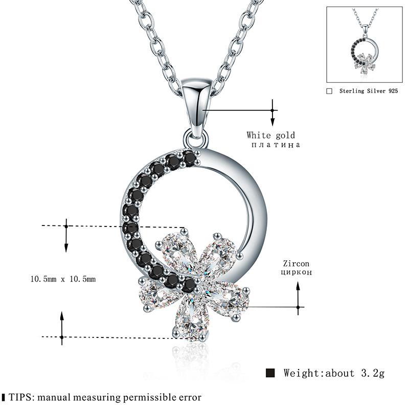 Black Awn Romantic 925 Sterling Silver Fine Jewelry Trendy Flower Engagement necklaces & pendants for Women KK001