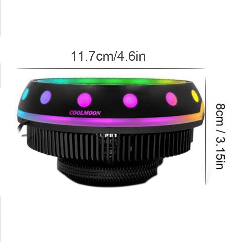 COOLMOON RGB CPU Kühler Kühlkörper LED 12V für Intel AMD PC Prozessor Schreibtisch Kühlung Kühler