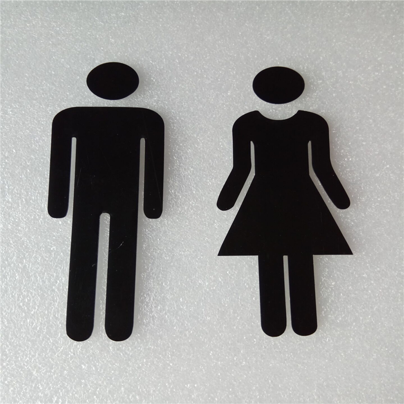 A pair of Toilet Sign Sticker 3D Art Door Stickers Mirror Toilet WC Man Women Decor Removable Decal Vinyl Decor