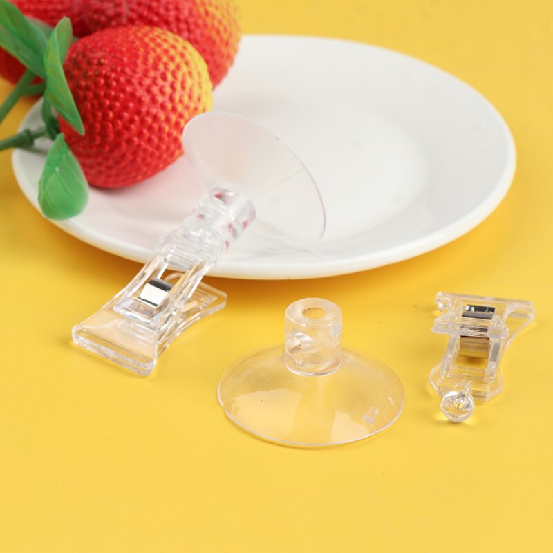 1Pc Clear Plastic Suction Cup Clip Advertising Clip Suction Cup Transparent Clip Office Home Accessories