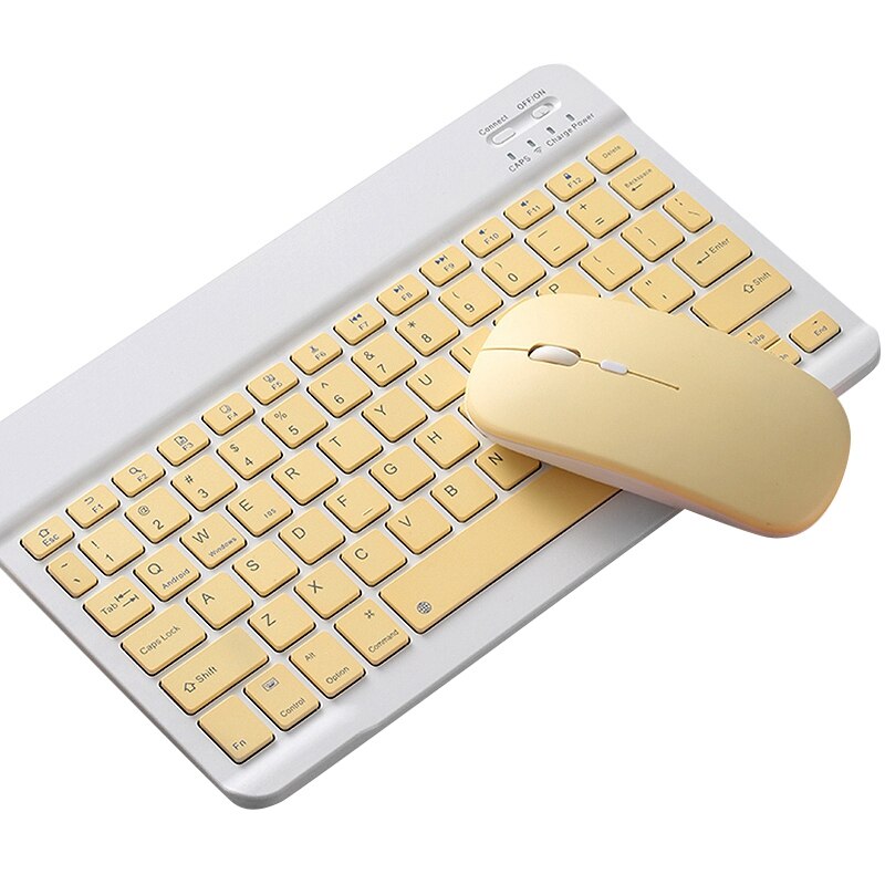 10- inch press sn draagbare tablet bluetooth toetsenbord en muis set, voor xiaomi huawei ipad toetsenbord muis: Geel