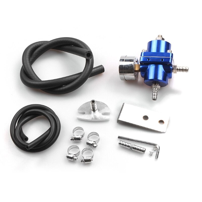 EPMAN-jdm Universal 0-140 PSI Adjustable Fuel Pressure Regulator FPR /Gauge Red Blue Silver Black EP-FPR003