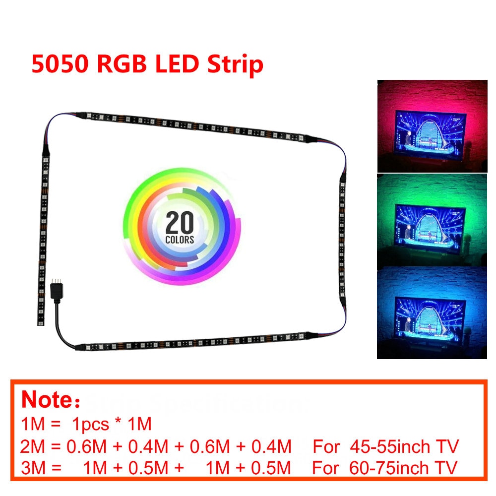 Usb Led Strip 5050 Rgb Flexibele Led Light DC5V Rgb Color Verwisselbare Tv Achtergrond Verlichting.