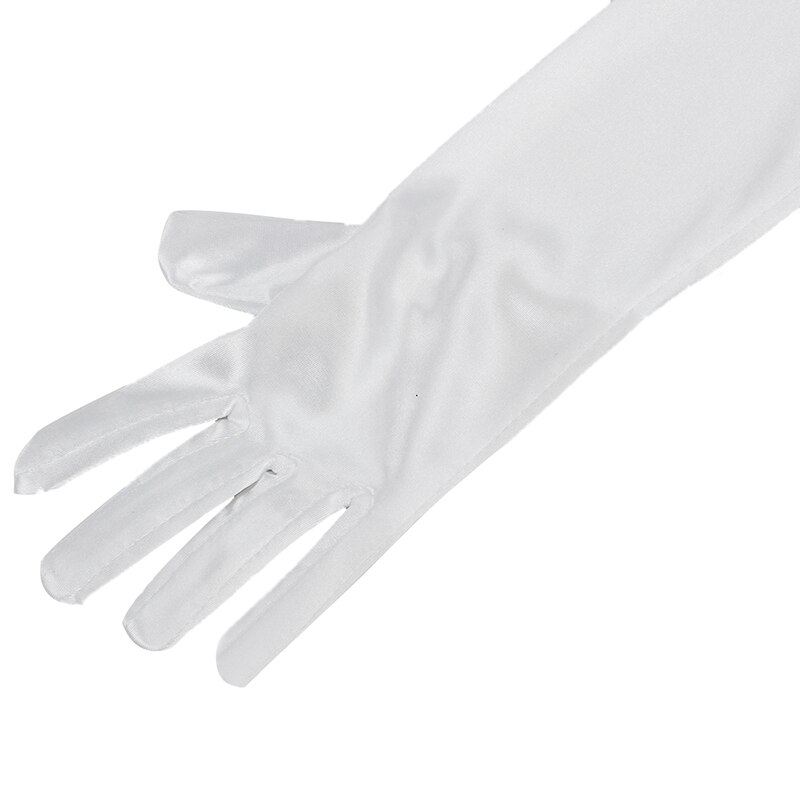 Paar Lange Witte Satijnen Strikje Handschoenen Voor Kinderen Bruiloften S