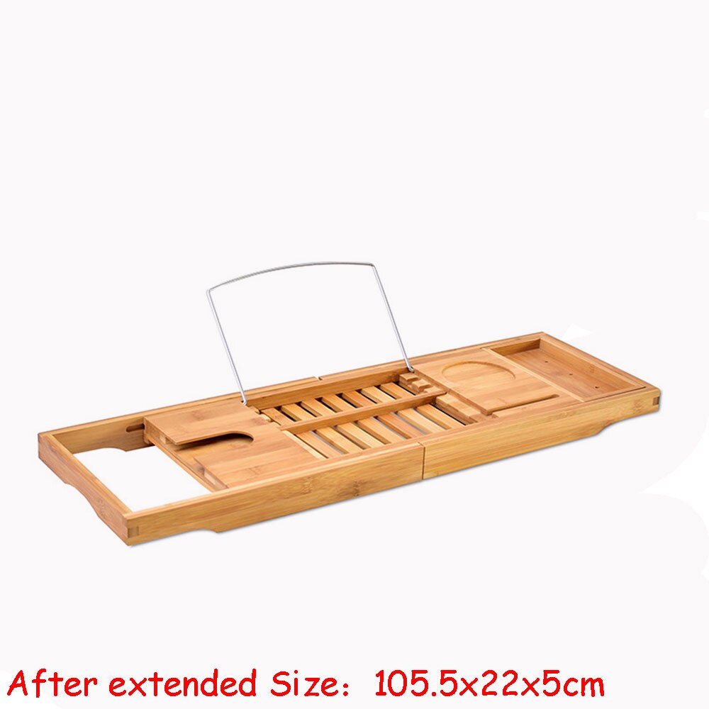 WANLIAN Badkuip Caddy Tray Bamboe Staan Bad Lade voor Bad met Verstelbare Hoogte Badtafel Badkamer Side Board Tub, Spa Accessoires Bad Tafel Met Cup