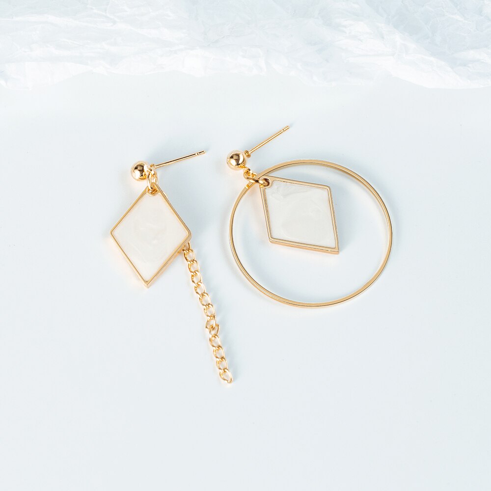 X & P Ronde Dangle Koreaanse Oorbellen Voor Vrouwen Geometrische Ronde Hart Gouden Oorbel Bruiloft Oorbellen sieraden: White 8