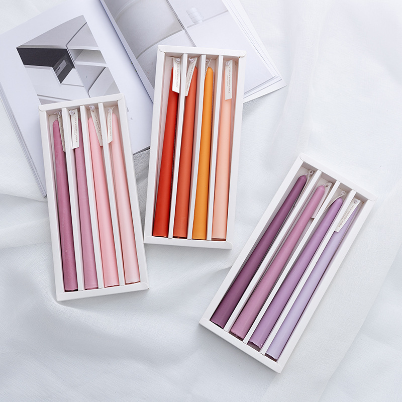 Velas cónicas de Color para decoración de boda, juego de velas nórdicas de palo largo para decoración de mesa, Festival de cumpleaños