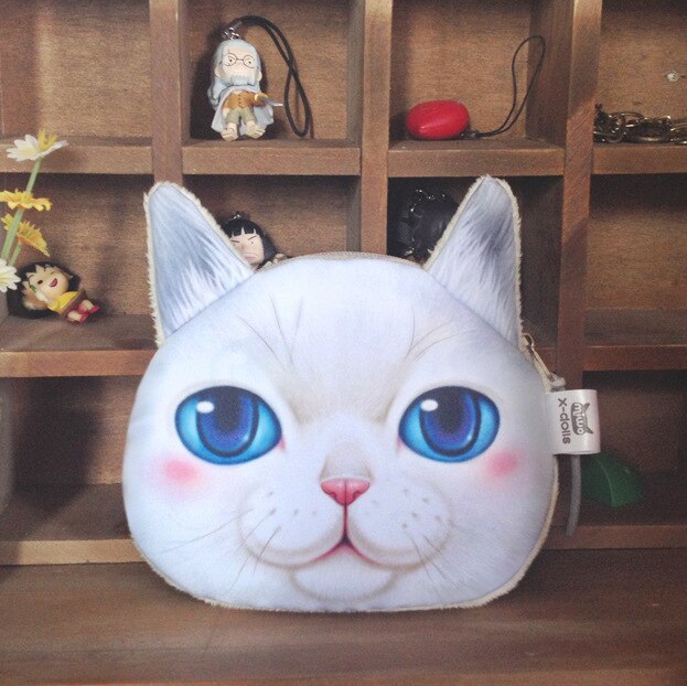 Cute Coin Purses Wallet Ladies 3D Printing Cats Dogs Animal Big Face Change Cute Small Zipper Bag for Women Pouch: 15