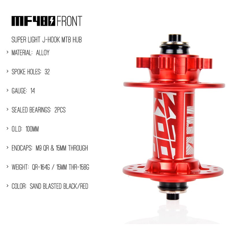 Koozer  mf480 32 gaten 2 lagers mountainbike voornaven schijfrem 9 x 100mm 15mm steekas mtb bmx fiets naaf