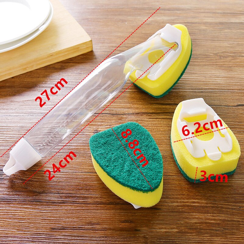 Handle Sponge Magic Sponge Washer Brush Head Kitchen Cleaning Brush Replacement Head Sponge Dish Wash Scrubber Sponge PAK55