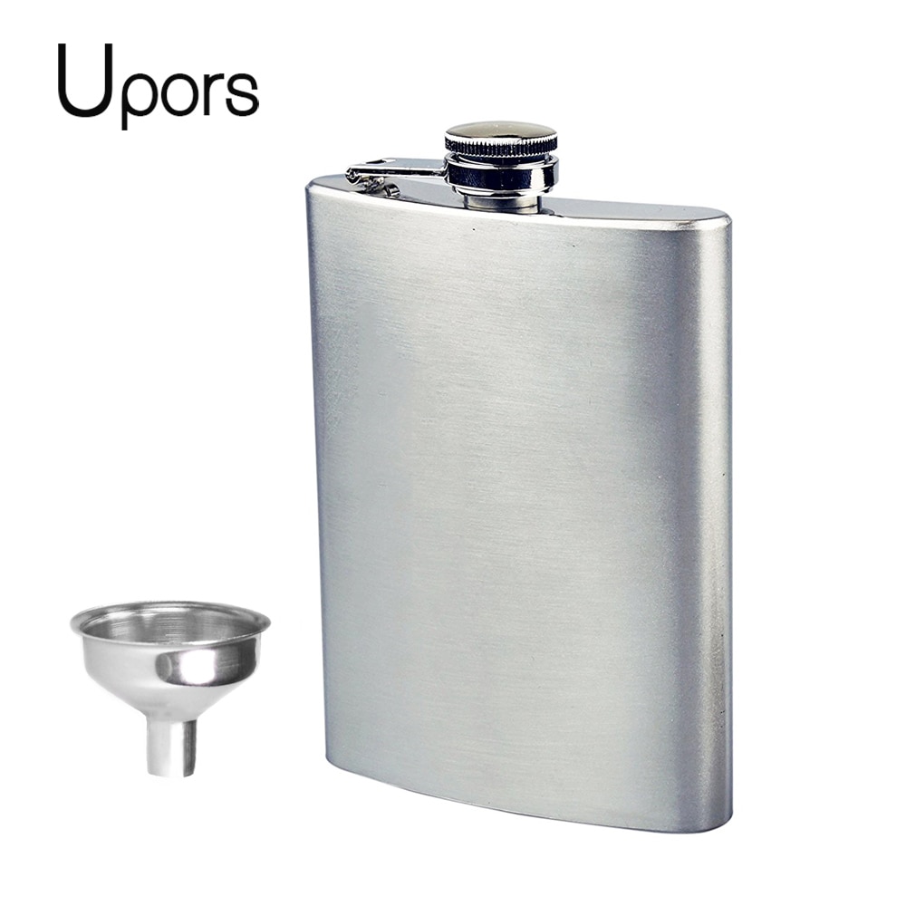 Stainless Steel 7oz Hip Pocket Hip Flask Alcohol Whiskey Liquor Flask Metal Bar and Outdoor Sports Mini Bottle Funnel WaterKoker