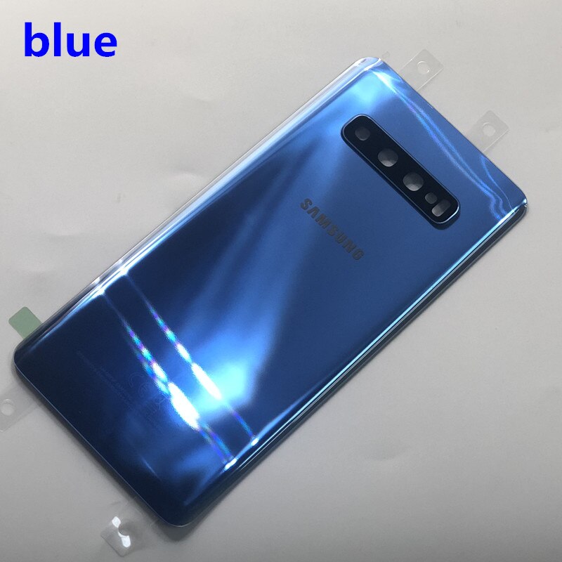 Sostituzione vetro posteriore per Samsung Galaxy S10 G973F S10 + G975F S10E G970 coperchio batteria custodia porta posteriore + sticke impermeabile: S10  blue