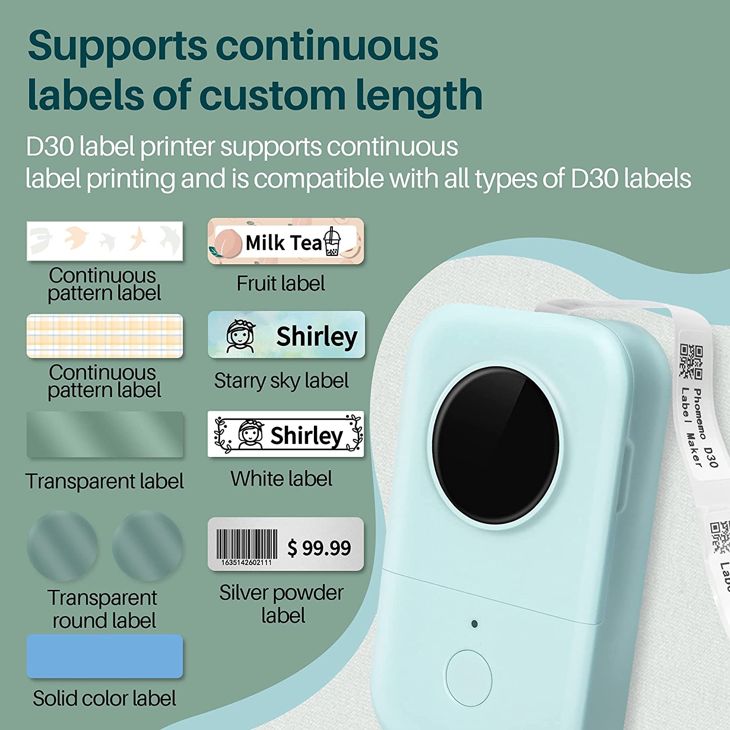 Version Phomemo D30 Smart Mini Label Maker Wireless Thermal Label Machine Compatible with IOS and Android System