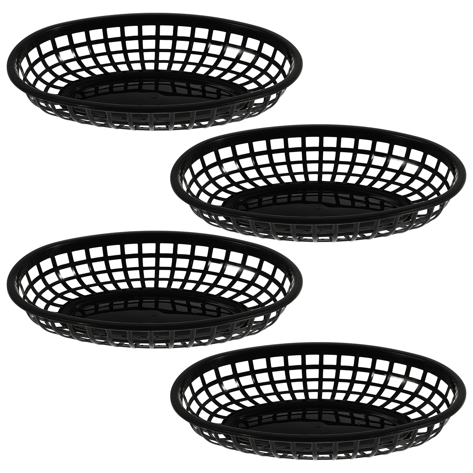 4 Pcs Black Snack Tray Hamburger Basket Fruit Plate Storage Container Plastic Vegetable Tray Dessert Holder Food ganizer Baskets: black