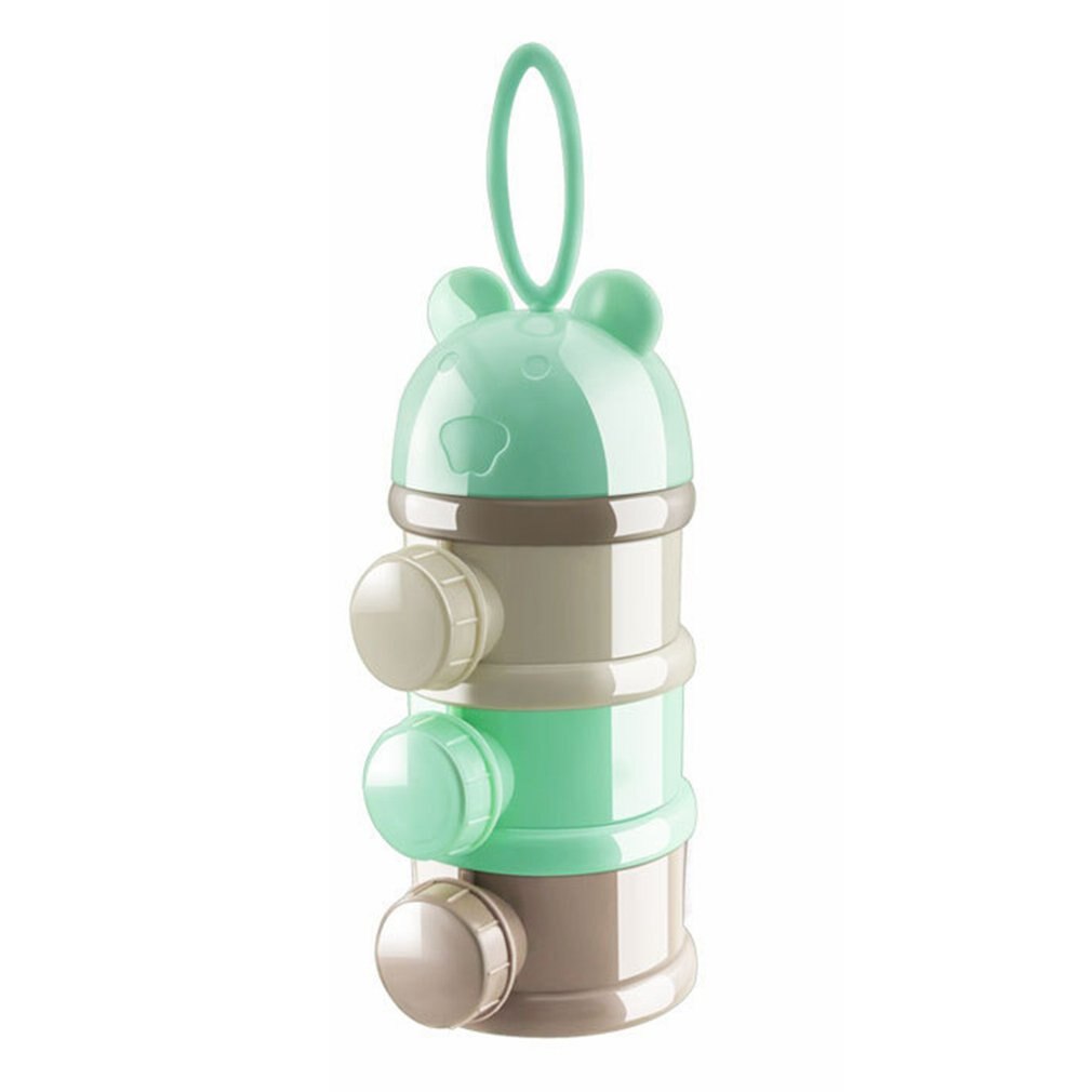 Milk Powder Box Portable Four-Layer Milk Powder Box Independent Layered Storage Box Cartoon Pig Milk Powder Box: Green