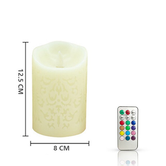 1 Set of 3 Flameless Electronic Candle LED Candle With RBG Remote Control Wax Candle For Year Christmas Wedding Decoration: 1PC 8X12.5cm