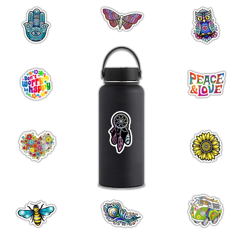 10/30/50 pçs hippies adesivos amor e paz para motocicleta portátil bagagem skates diário à prova dwaterproof água papelaria decalque adesivo