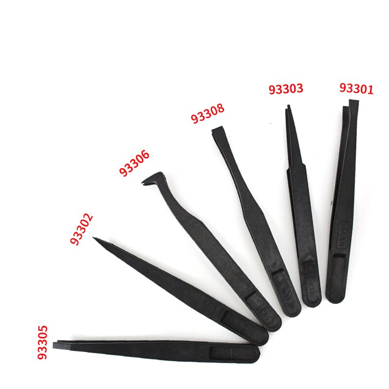 12 Size Anti-static ESD Plastic Tweezers Set Pointed Flat Curved Tips Tweezers for Electronics Phone PCB Repair Tools Kit
