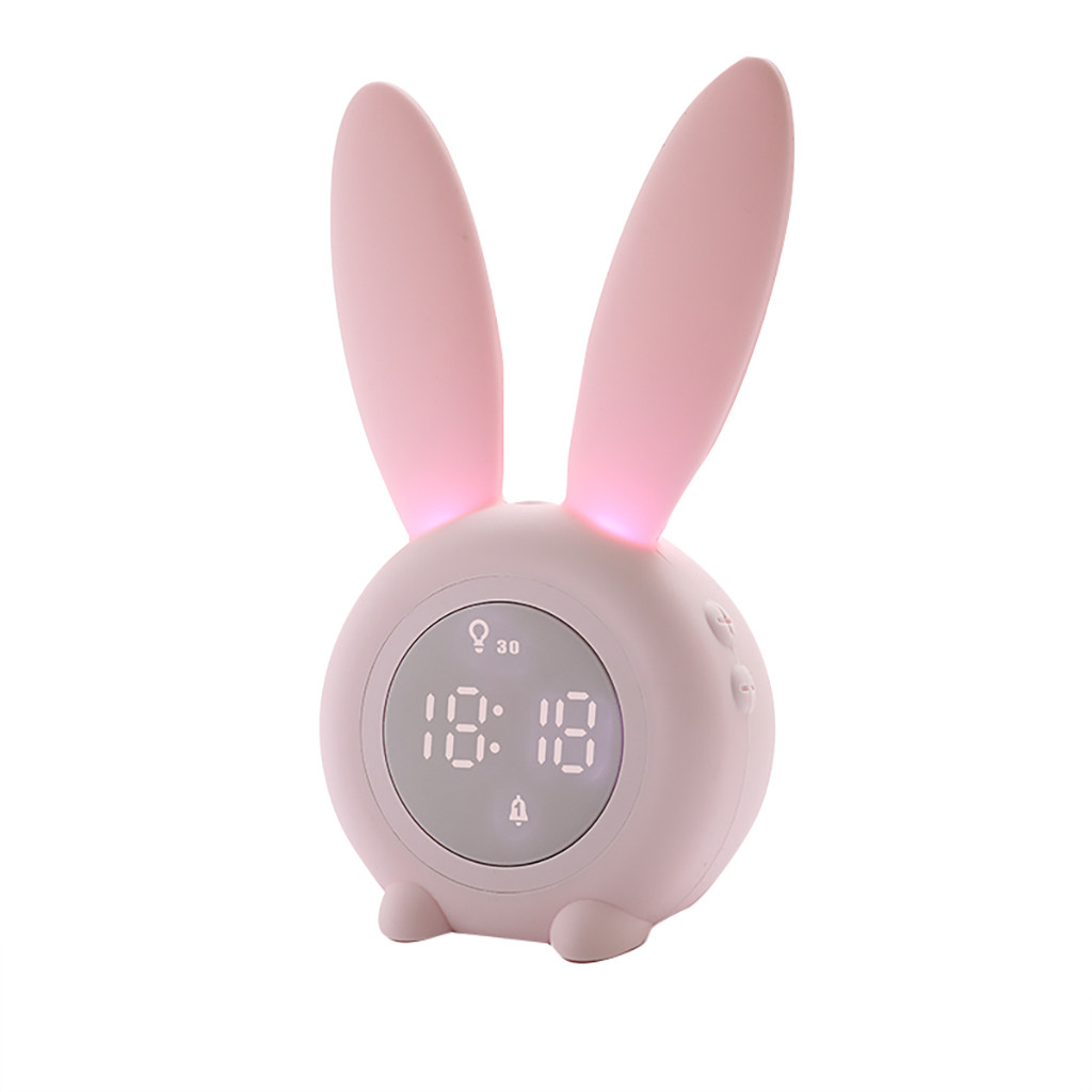 Sød kanin vækkeur led digital snooze tegneserie elektronisk ur container køler 19 maj 30: Pk