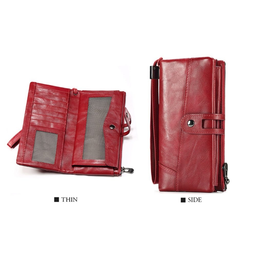 Women's Leather Wrist Wallet Long Top Layer Cowhide Multi-Function Wallet Best For Friends