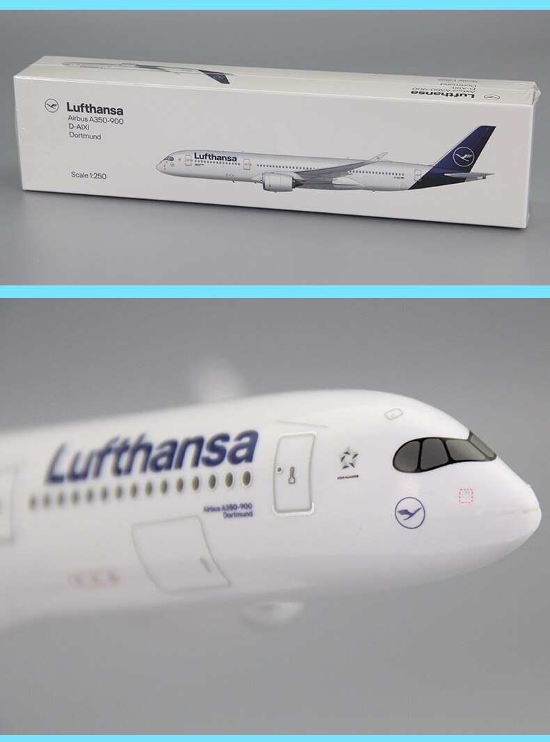 26.8Cm 1:250 Plastic Duitsland Air Lufthansa Airways Airbus 350 A350-900 Airlines Vliegtuigen Geassembleerd Vergadering Airplane Model Plane