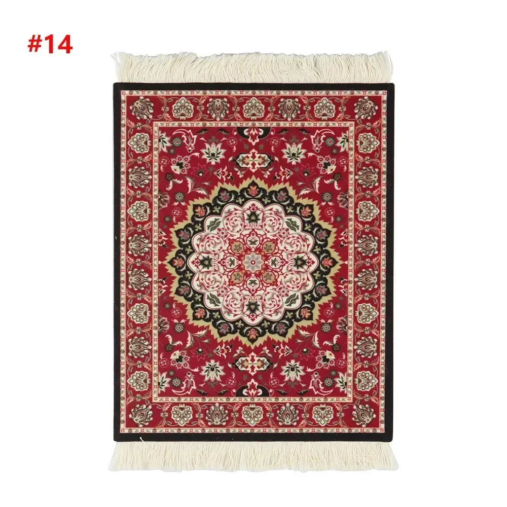 PC Mouse Pad Persian Mini Woven Rug Mat Mousepad Retro Style Carpet Pattern Cup laptop with Home Office Table Decor Craft table: Pink