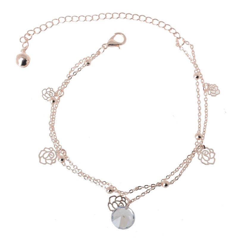 Tobillera de flores rosa para mujer, pulseras tobilleras baratas, pulsera de tobillo en la pierna, joyas para el pie, 1 Uds. Al por mayor