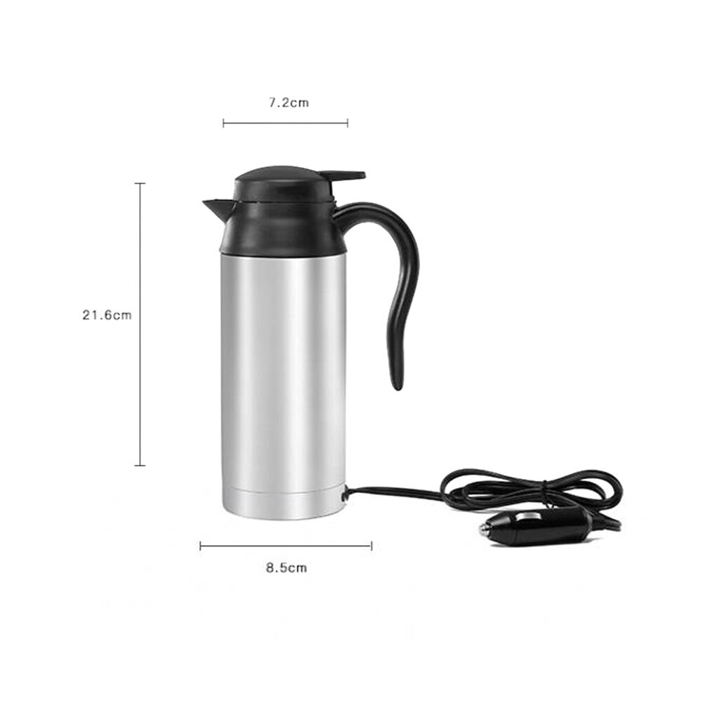 Taza calefactora eléctrica de acero inoxidable para coche, termo eléctrico de 750ML, 12V/24V, calentador de agua para hervidor de Taza de Viaje