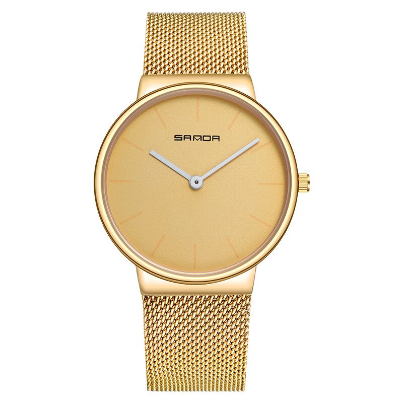 SANDAP254 Heren Leisure Quartz Horloge Japanse Beweging Eenvoudige Stalen Riem Mesh Horloge