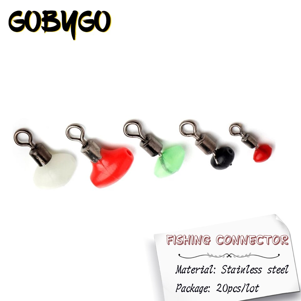 Connecteur de plate-forme à poulie en forme de T, accessoires de pêche lumineux en eau salée verte, pivots et perles croisés, 20 pièces/lot