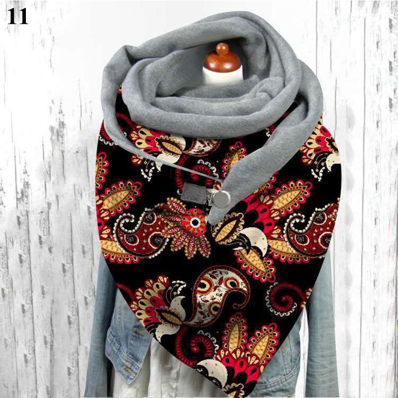 Multi-usages col châle femmes noël impression écharpe bouton écharpe enveloppes Triangle foulards Plus velours motif papillon: 11