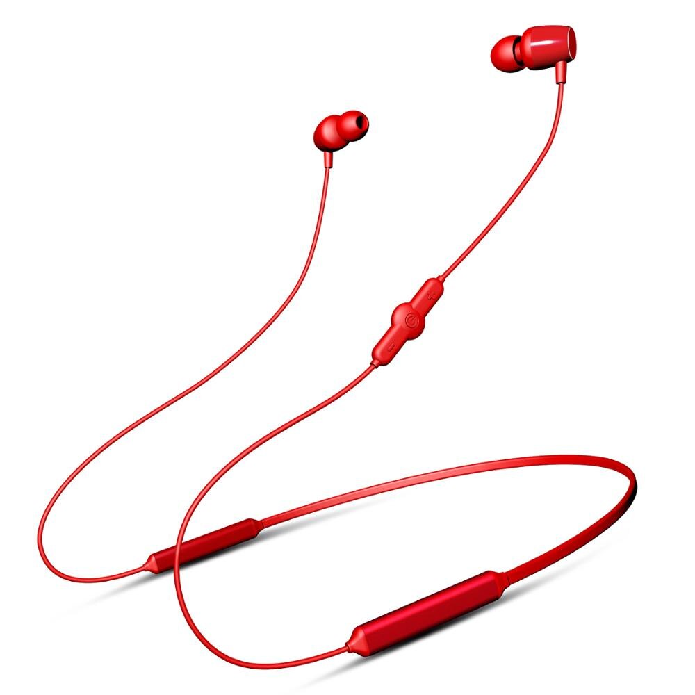 Sport Draadloze Hoofdtelefoon Bluetooth Oortelefoon Oordopjes Headset Hoofdtelefoon met Microfoon Handsfree Zware Bass Koptelefoon: Red