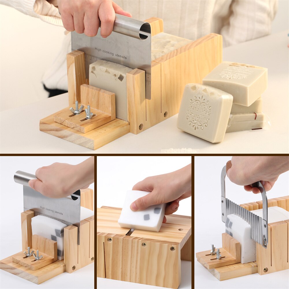 Nicole Soap Making Kit Handmade Silicone Liner with Multifunctional Soap Cutter and Stamp Complete Supplies for Soap