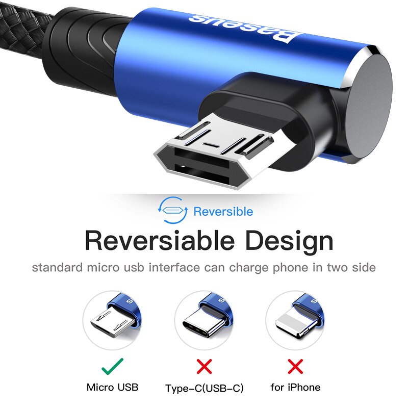 Baseus cabo micro usb de carregamento rápido, cabo micro usb de carga para samsung xiaomi android