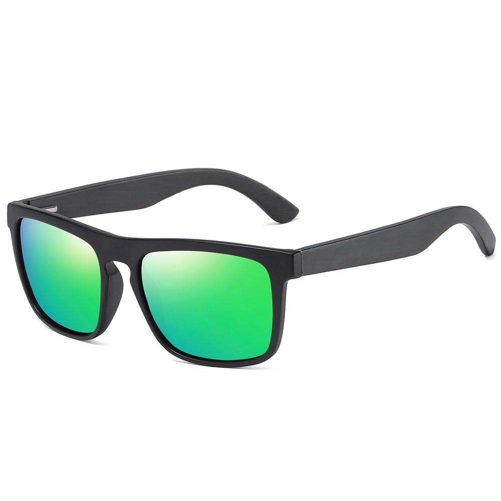 Gafas de sol de madera para hombres y mujeres Con montura negra Vintage cuadrada GM gafas de sol polarizadas Retro oculos: Verde