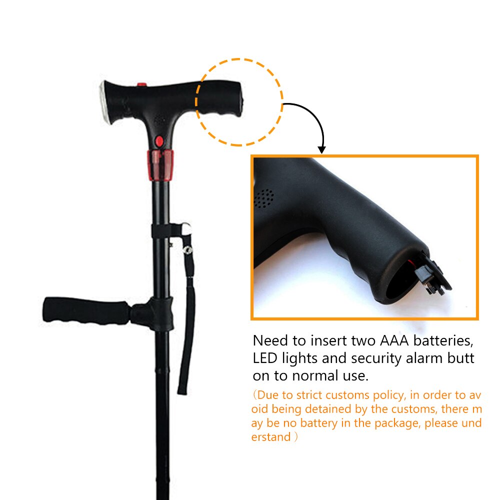 Walking Canes Retractable Foldable Cane Security Alarm and Walking Stick with LED Light Walking Canes for Seniors and Disabled