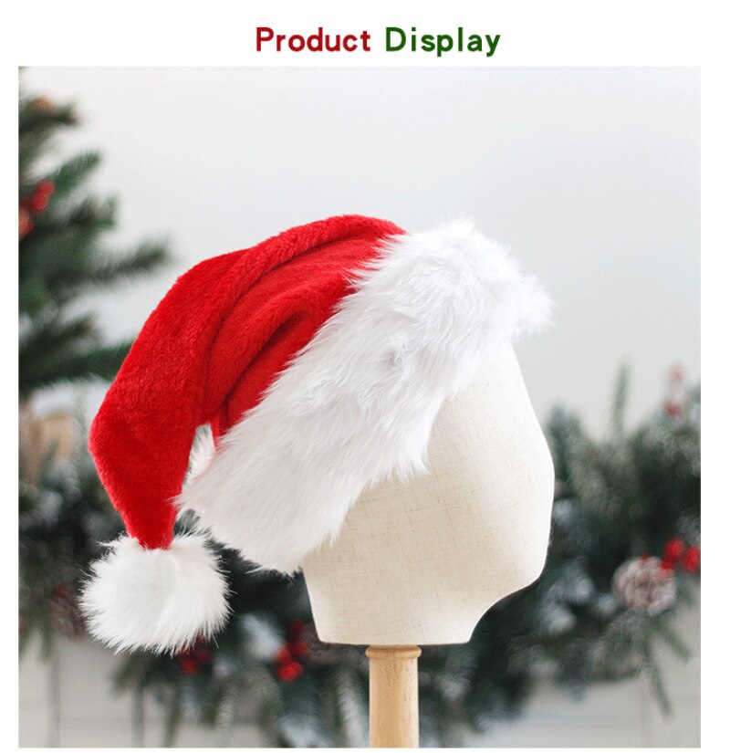 1PC Christmas Cap Thick Warm Plush Cute Santa Claus Fancy Dress Hat Christmas Hats Suitable For Adults And Children Decor