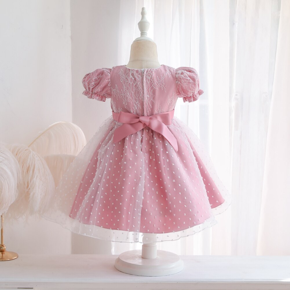 Ma y 6M-5Y bebé chico niñas vestido de encaje arco Puff manga tul boda cumpleaños vestidos para niñas