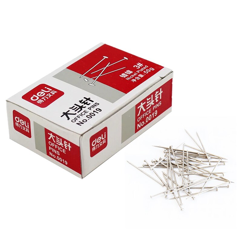 nickel-plated office standard pins metal Antirust 25mm straight pins office binding tools 50g/box