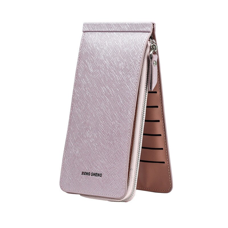 Women Business Phone Credit Card Holder Woman Long Wallets Female Bag Purses Pocket Cardholder Lady zipper clutch wallet: Light purple