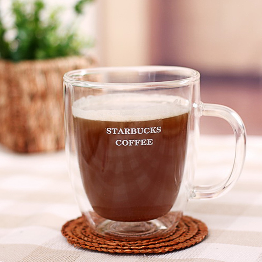 350ml Heat-resistant Mugs Handmade Healthy Coffee Mugs Double Wall Cups Glass Mugs Thermal Insulated with Glass Lid