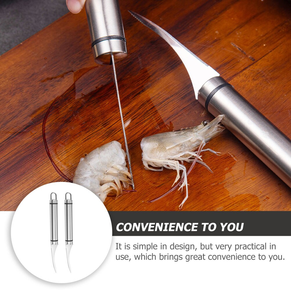 4Pcs Stainless Steel Shrimp Line Removal Tools Lobster Cleaning Peeler Shrimp Cutting Pry open Oysters Shellfish Seafood Tools