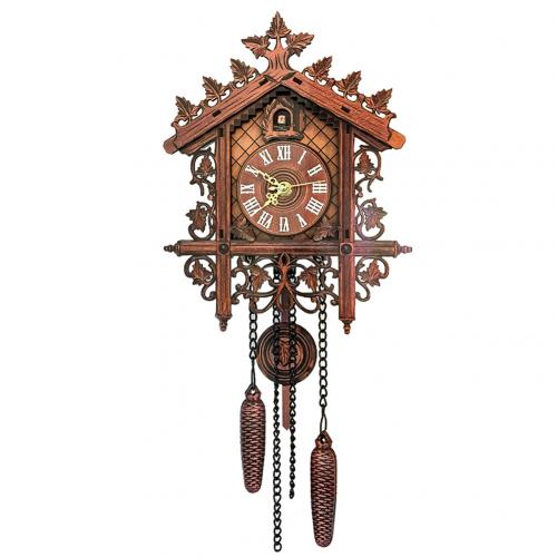 Vintage Wall Clock Wooden Cuckoo Tree House Antique Clocks Wall Hanging Clocks Decorative Wall Clocks Home Decoration: YELLOW
