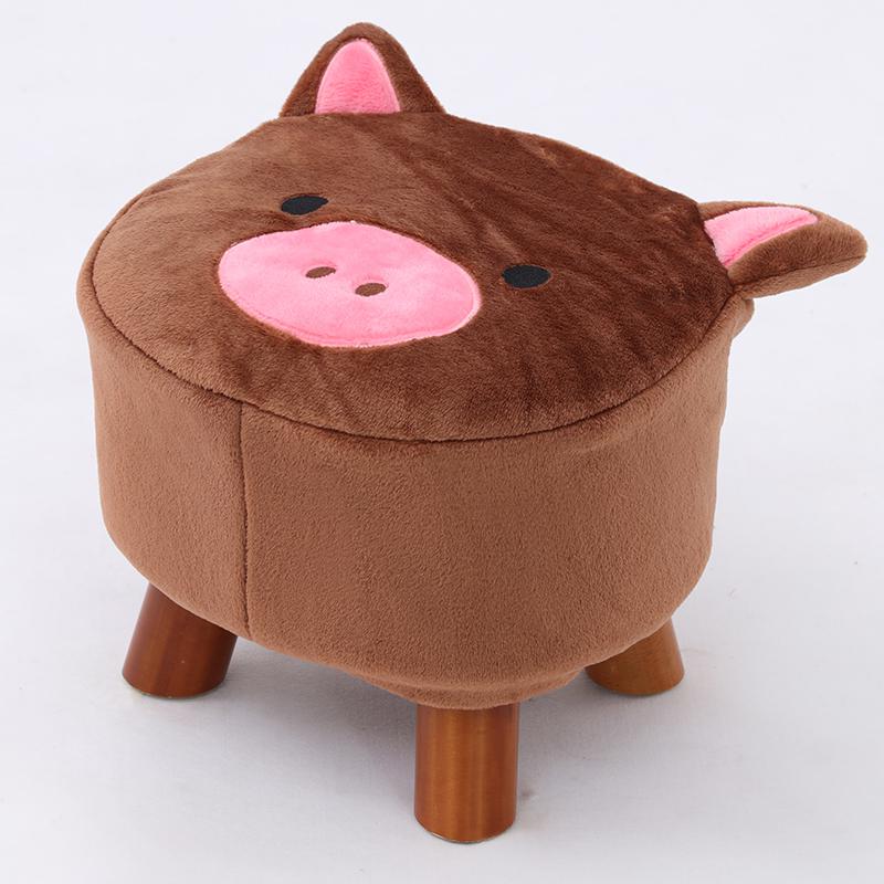 Yier Mei 2 stuks massief houten staande kruk, konijnenoren, gevormde rugleuning, kleine stoel, rond houten kindermeubel om te eten, te lezen en te spelen (houtkleur