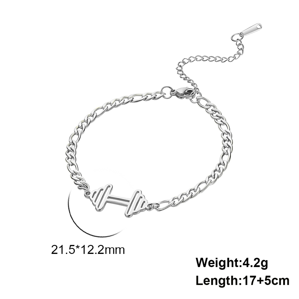 Cazador Esercizio sport battito cardiaco Bracciale con ciondolo con manubri per donna Gioielli in acciaio inossidabile 2025 Bracciale a catena con scatola a portata di mano: Rosso ruggine