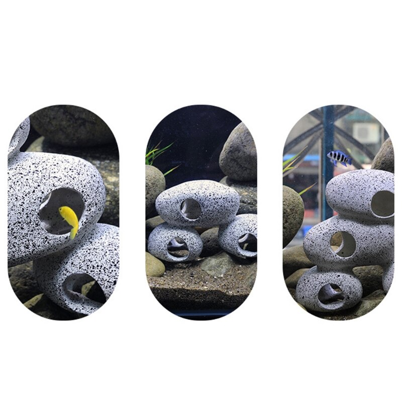 Aquarium Rock Cave Fish Tank Pond Hideaway for Shrimp Cichlid Hiding Breeding Spawning Hideout Decor Ornament GXMA